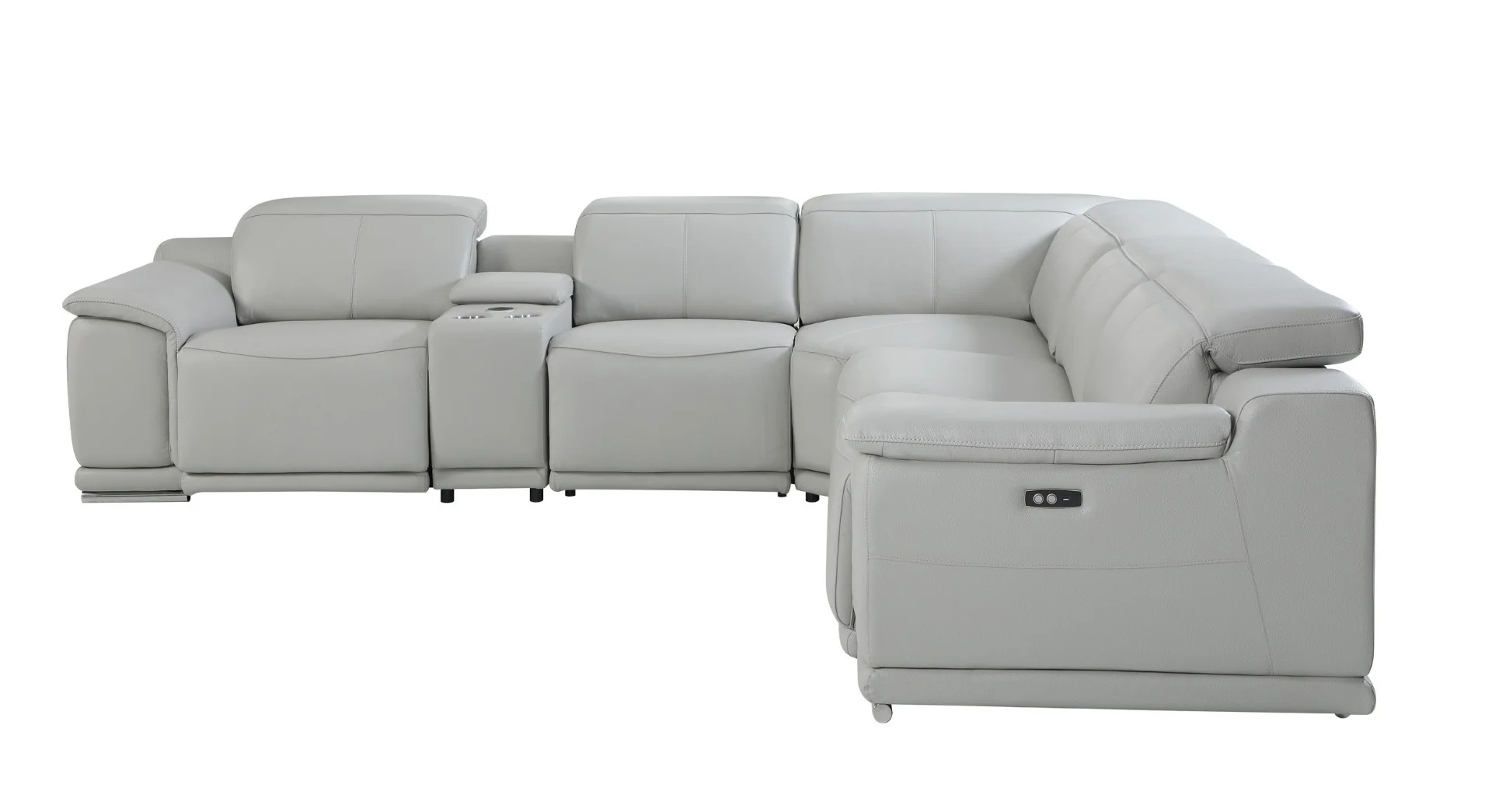 Global 9762 Genoa 6 Pc Power Sectional - Light Grey - Image 7