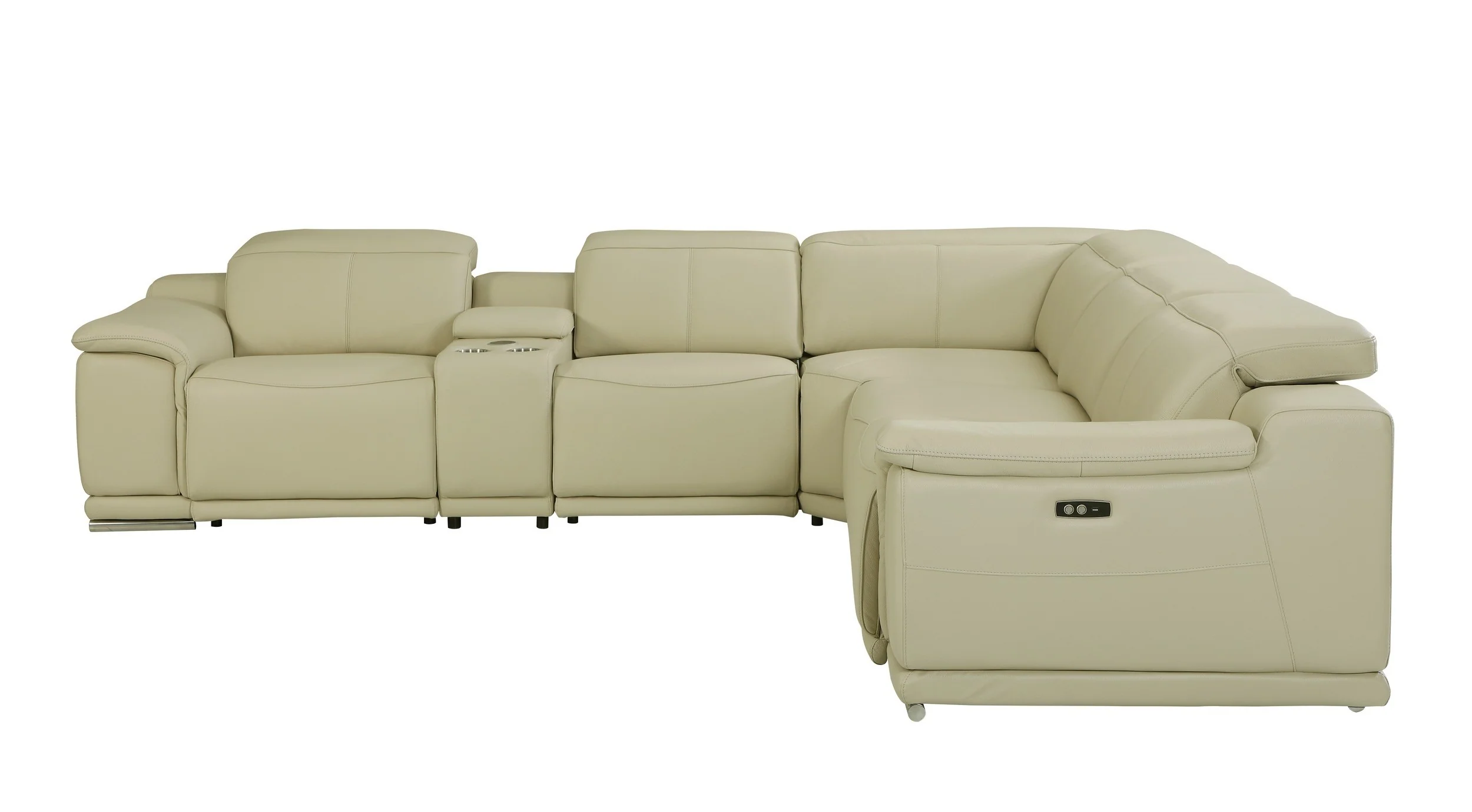 Global 9762 Genoa 6 Pc Power Sectional - Beige - Image 5