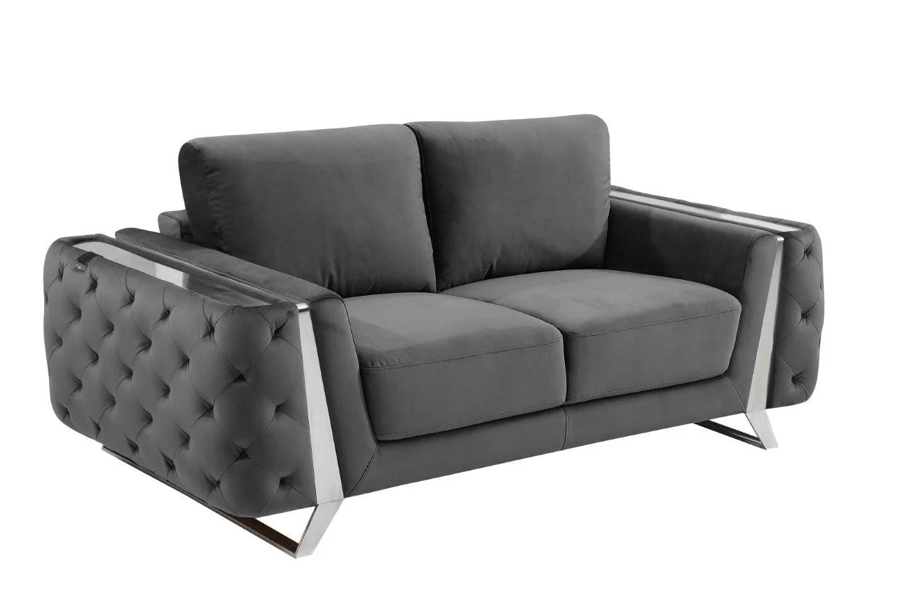 Global United 1051 Gray Sofa & Loveseat - Image 7