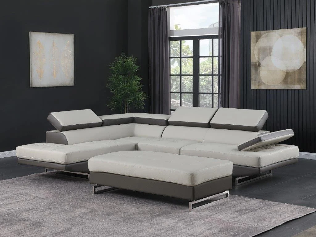 Global United 8136 Two Tone Light Gray Sectional - Image 2