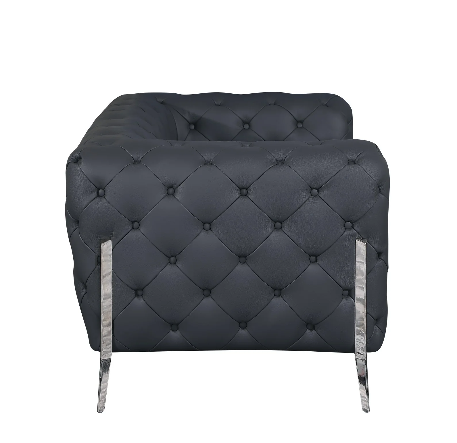 Global United 970 Italian Leather 2 Pc Set - Dark Grey - Image 5