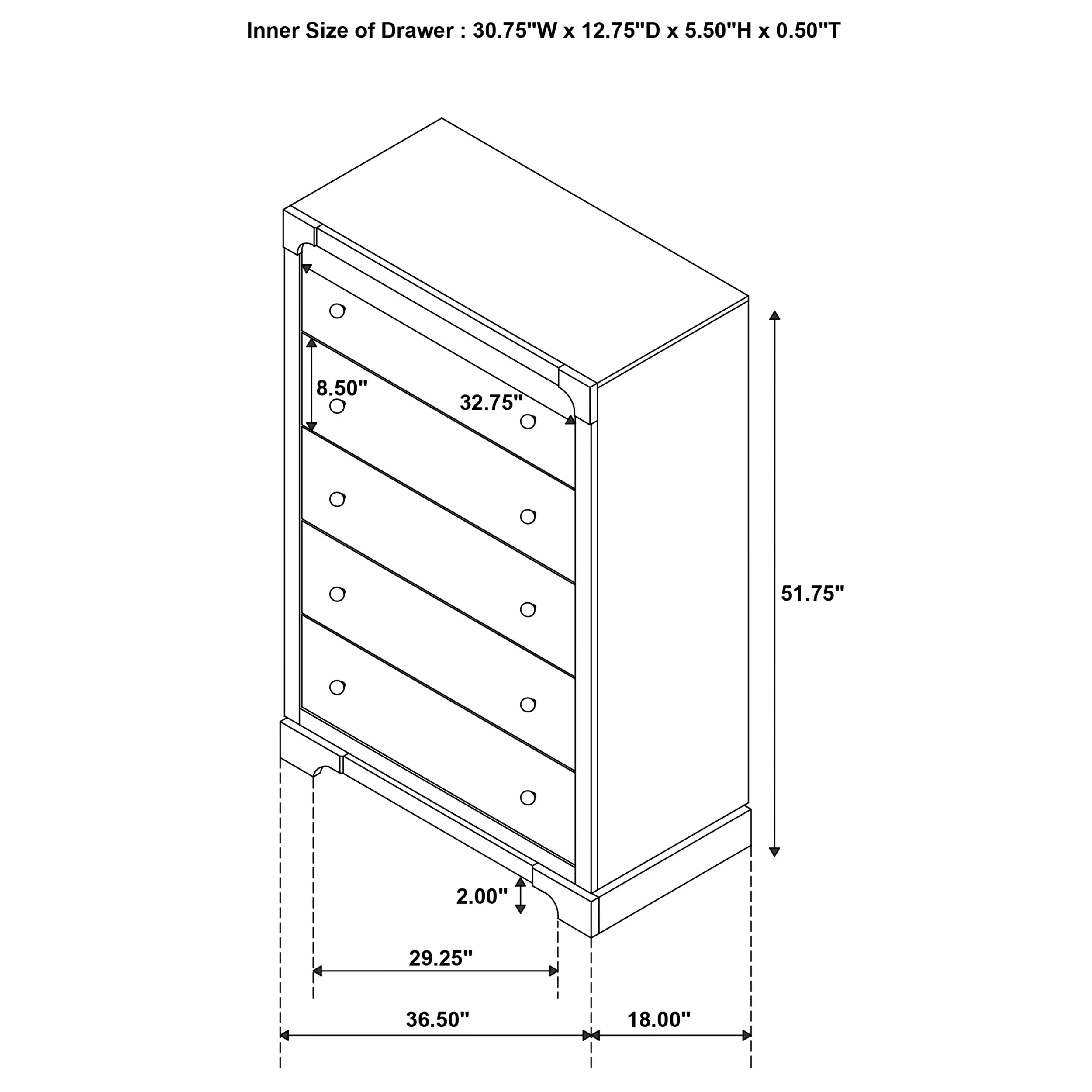 Gran Park 5 Drawer Chest 224935 - Image 4