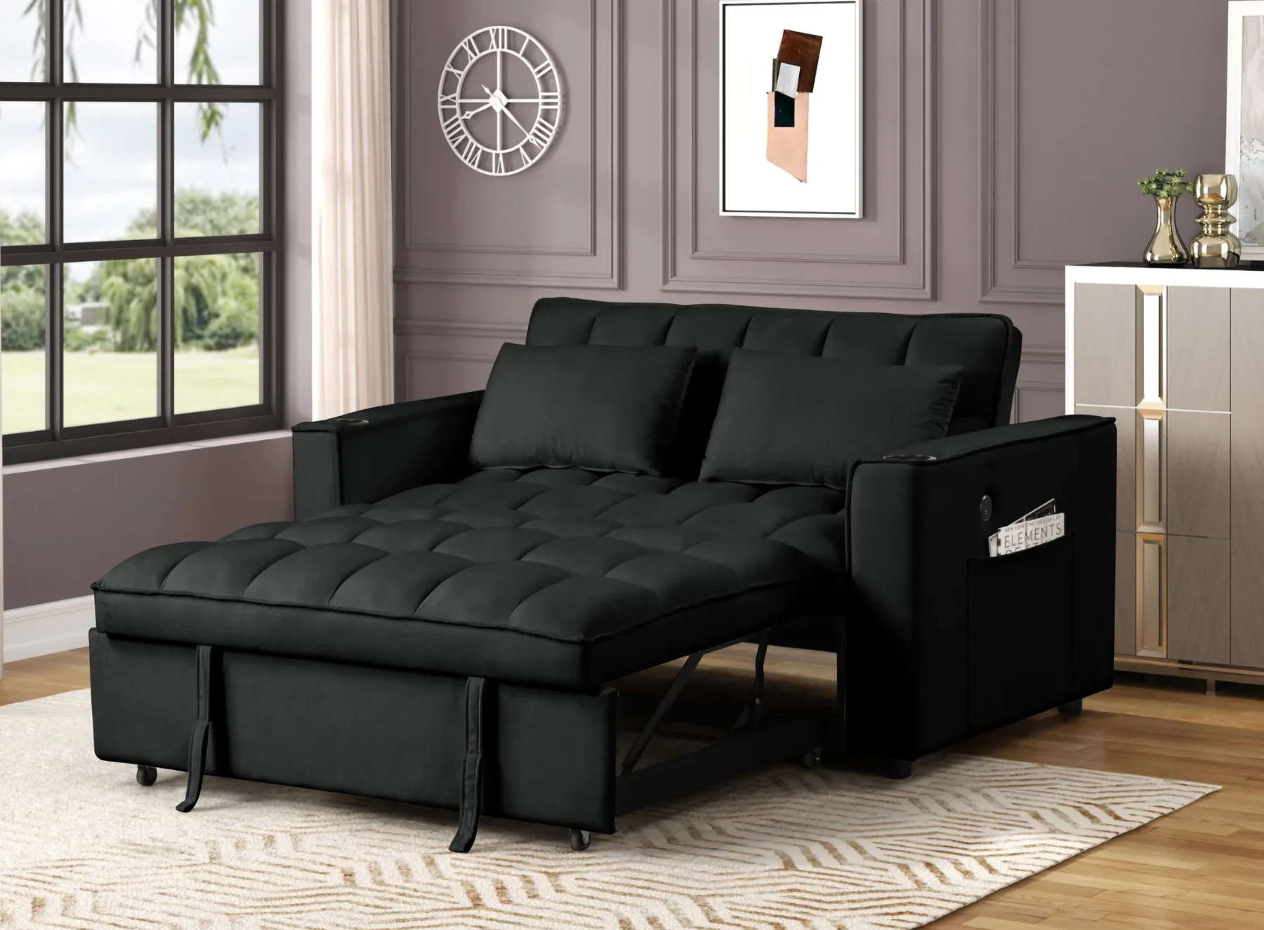 Pullout Sofa Sleeper 2098 - 3 Velvet Colors - Image 2