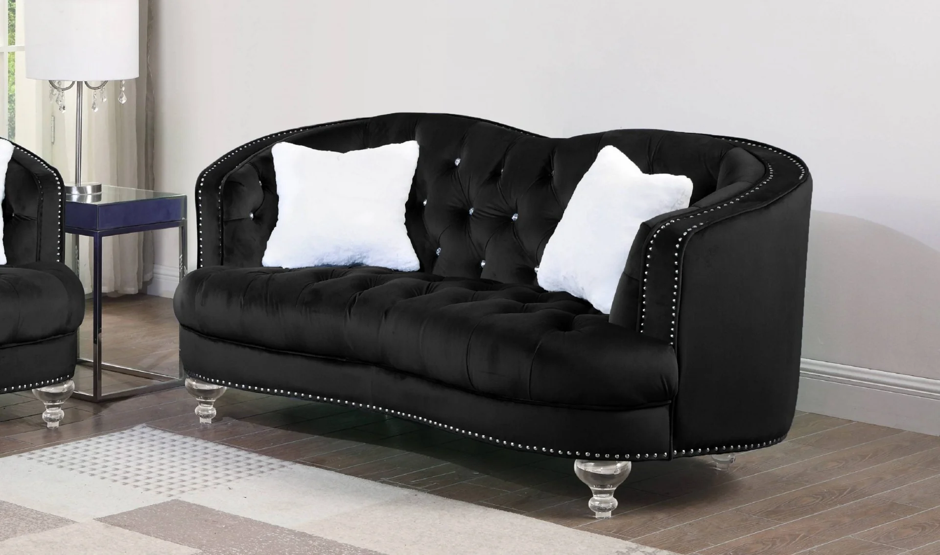 Hannah 2 Pc Sofa Set - Black - Image 6