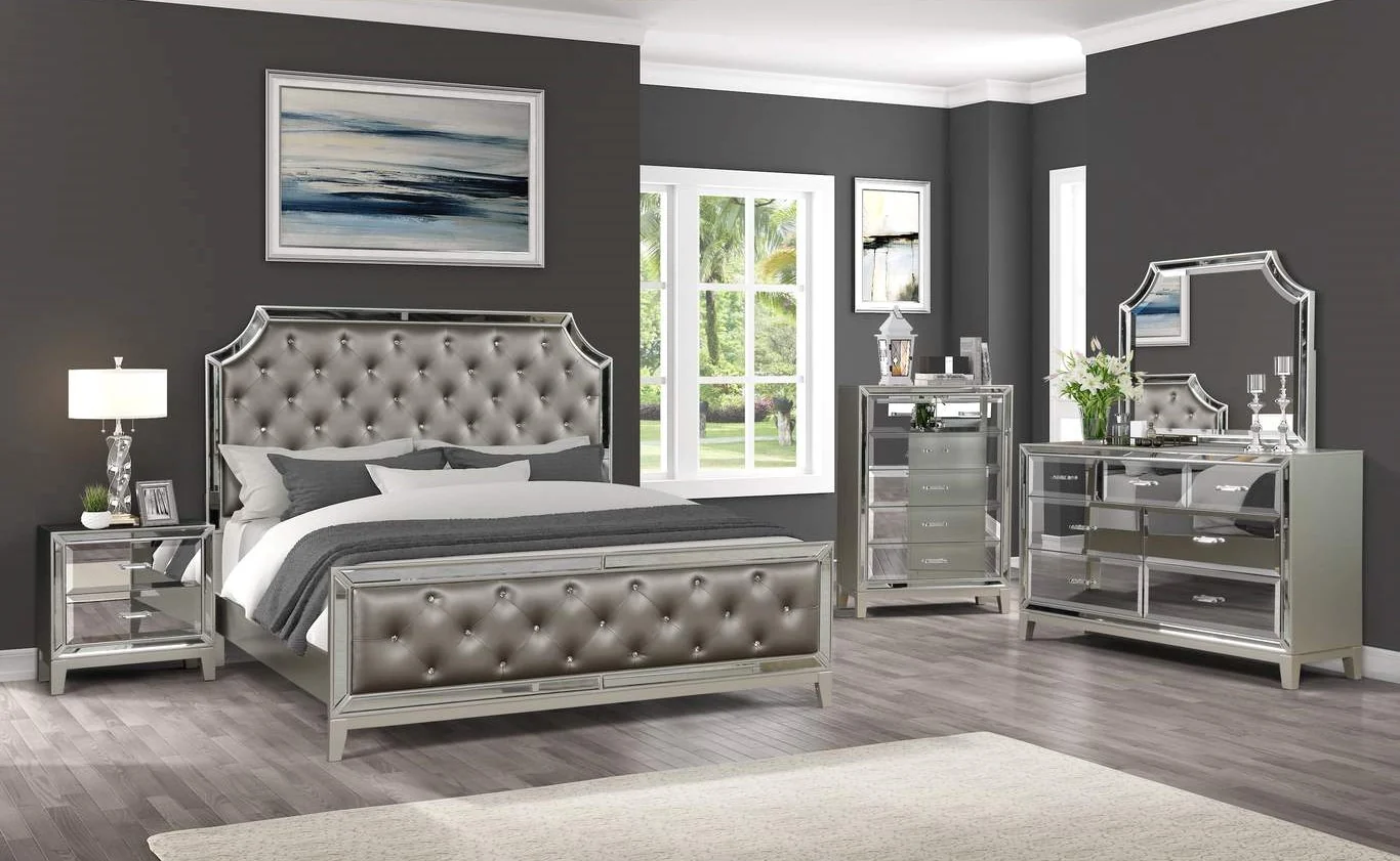 Harmony 4 Pc Silver Bedroom Collection by Galaxy Home Furnishings