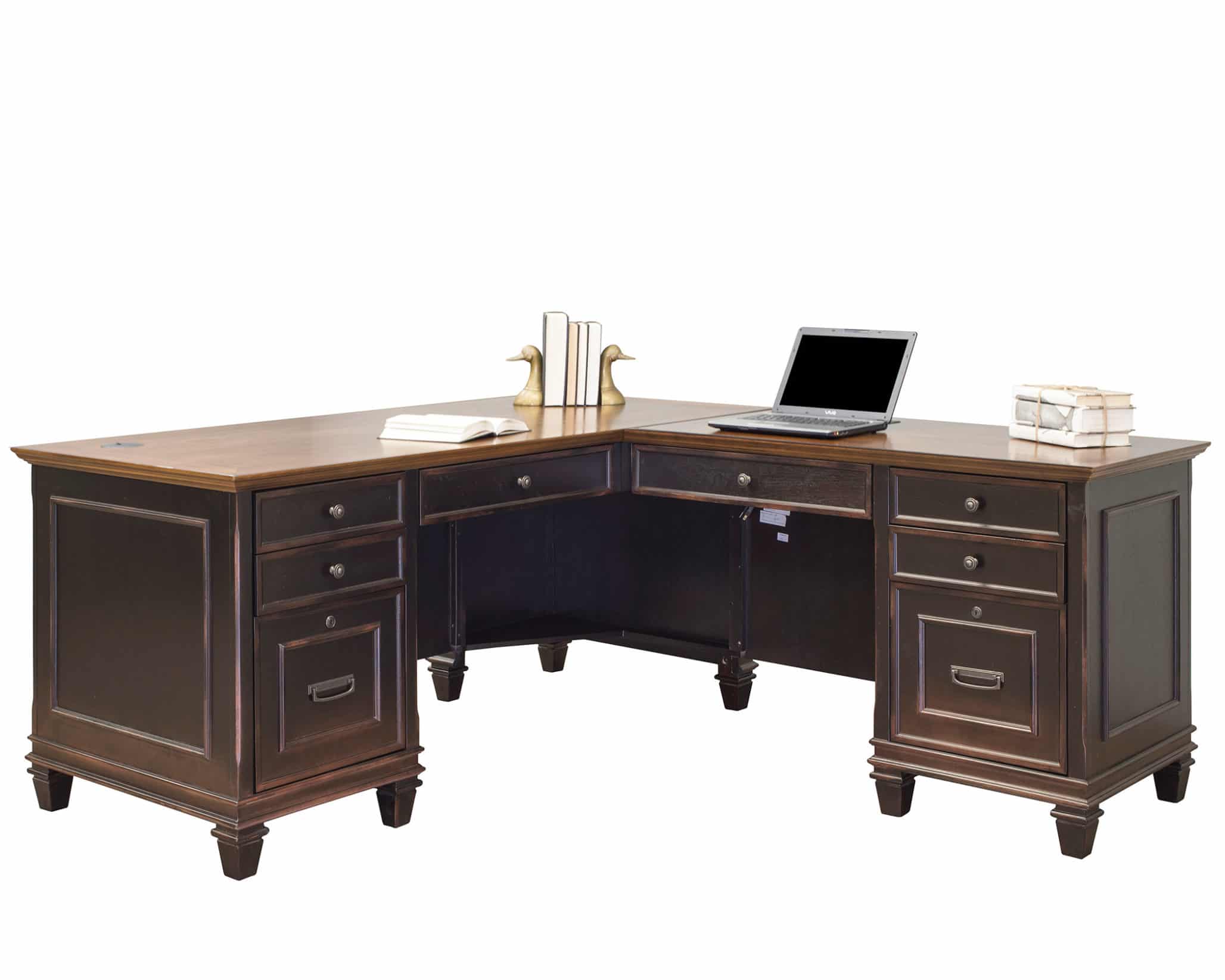 Hartford Black Rub Through L Shape Desk - Image 3