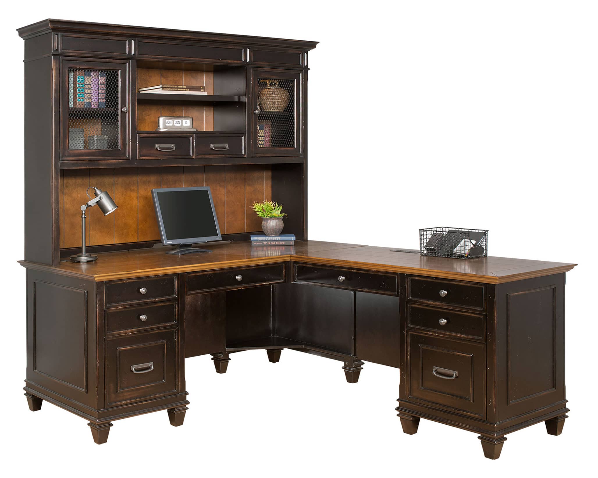 Hartford Black Rub Through L Shape Desk - Image 4