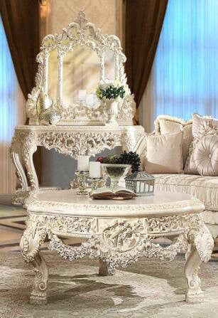 Homey Design HD-8030 Occasion Table Set - Cove White - Image 2