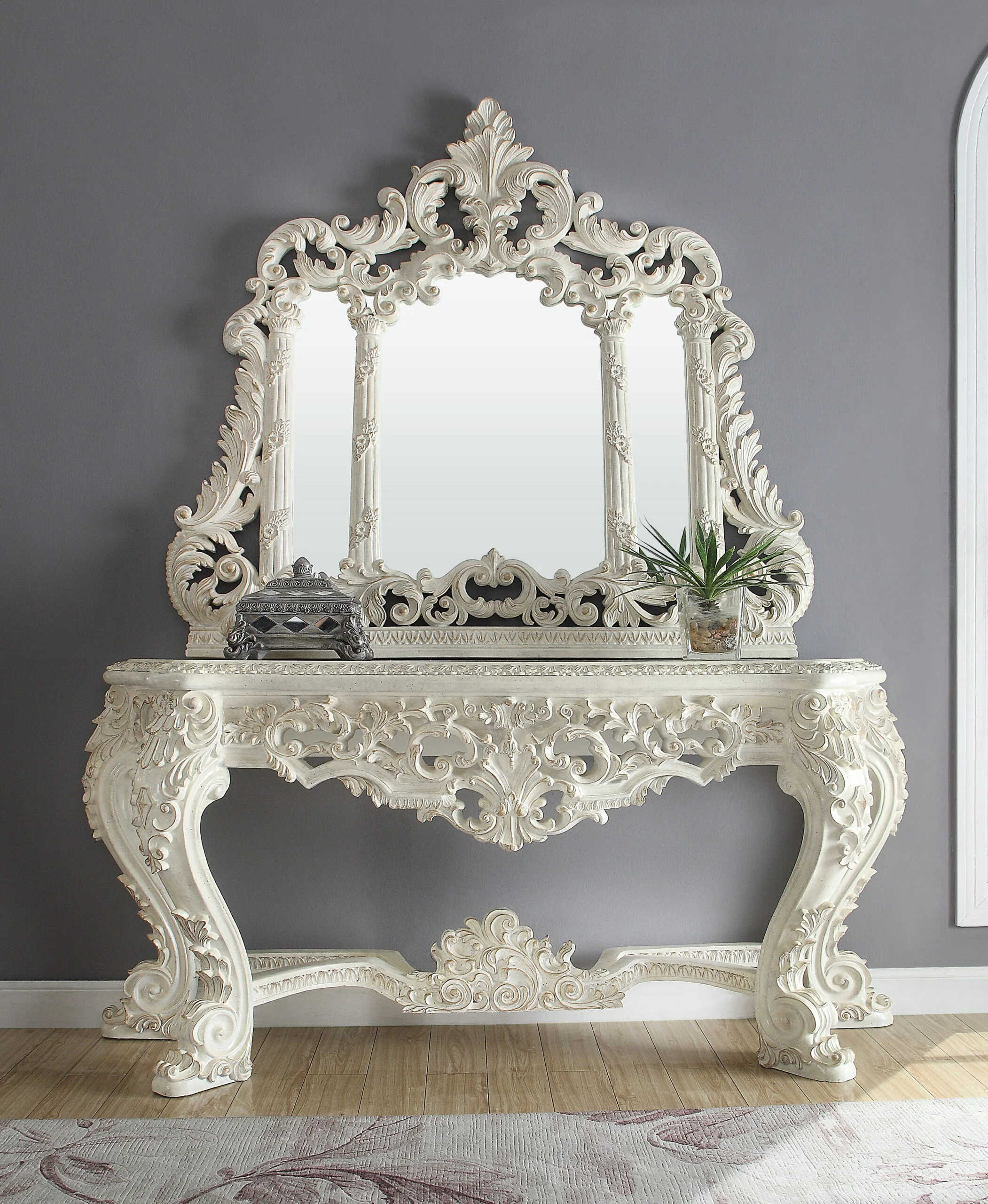 HD-8030 White Console Table