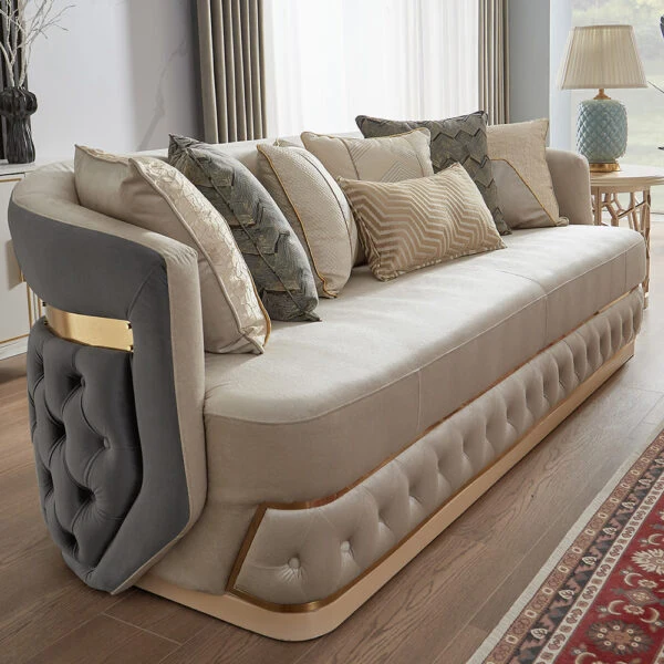 HD-9008 Gray 3 Pc Living Room Sofa Collection - Image 2
