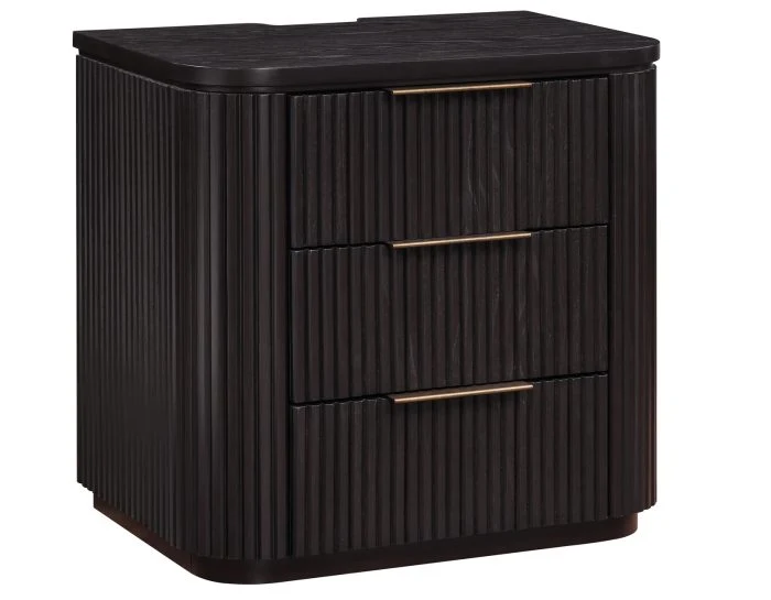 Henry Reeded 3-Drawer Nightstand - Espresso Finish - Image 3