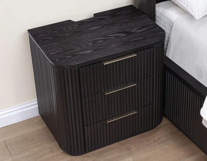 Henry Reeded 3-Drawer Nightstand - Espresso Finish - Image 4