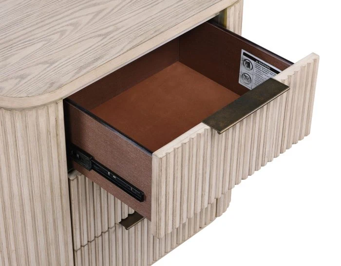 Henry Reeded 3-Drawer Nightstand - Tan Finish - Image 7