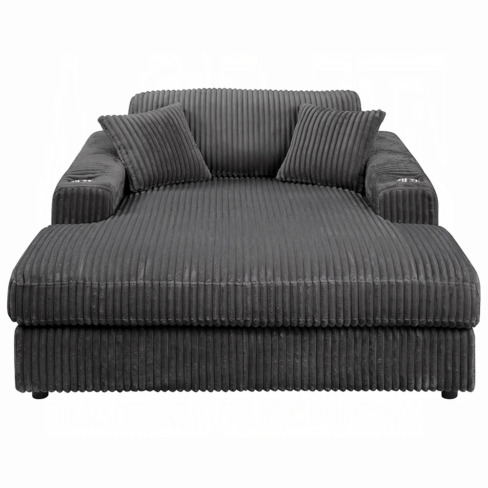 Hilde Dark Gray Corduroy Chaise LV03691 - Image 2