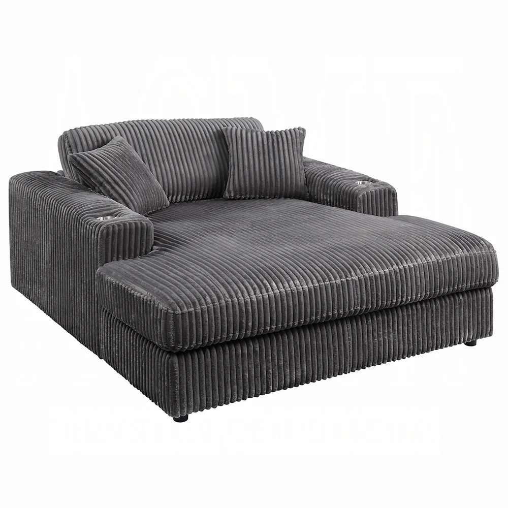 Hilde Dark Gray Corduroy Chaise LV03691 - Image 3