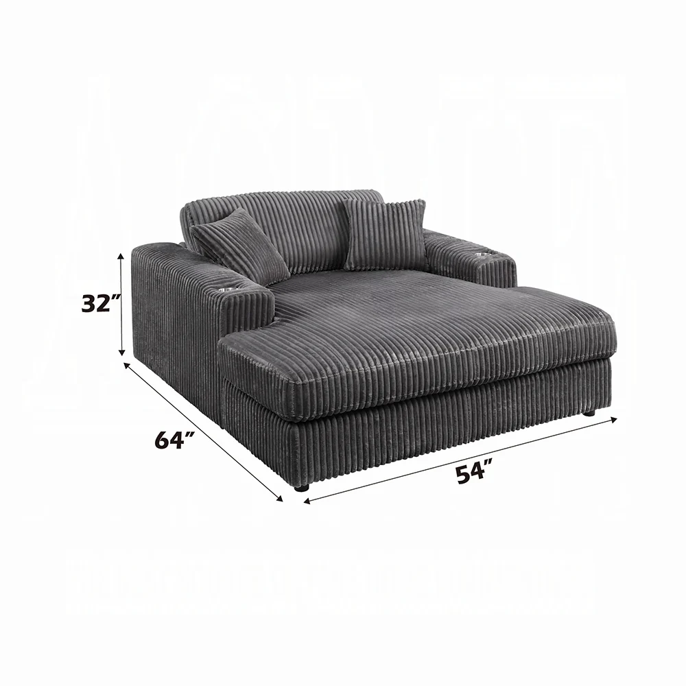 Hilde Dark Gray Corduroy Chaise LV03691 - Image 6