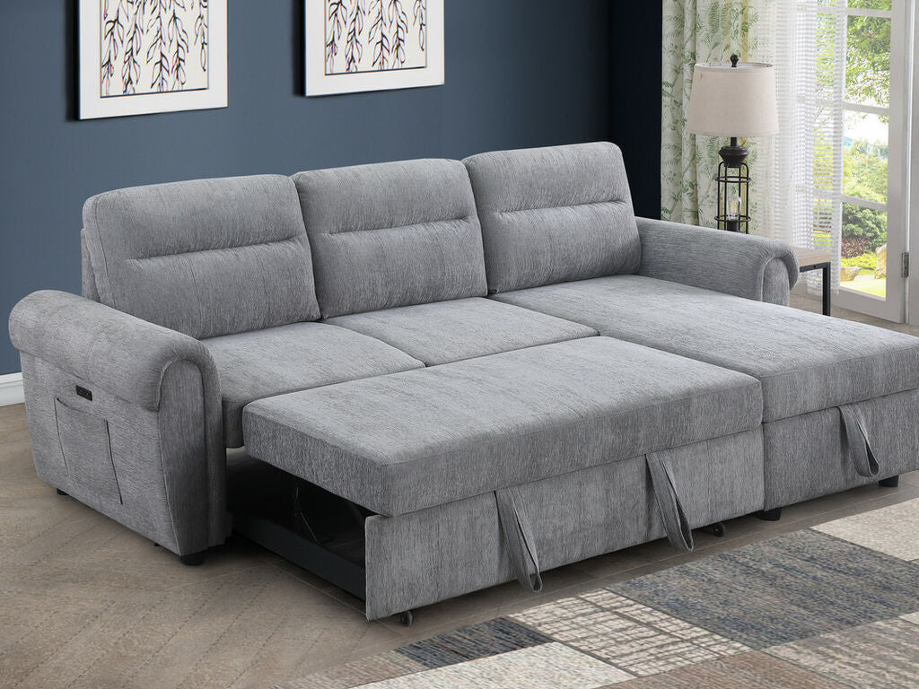 Hugo 89112CLG Gray Reversible Sleeper Sectional - Image 2