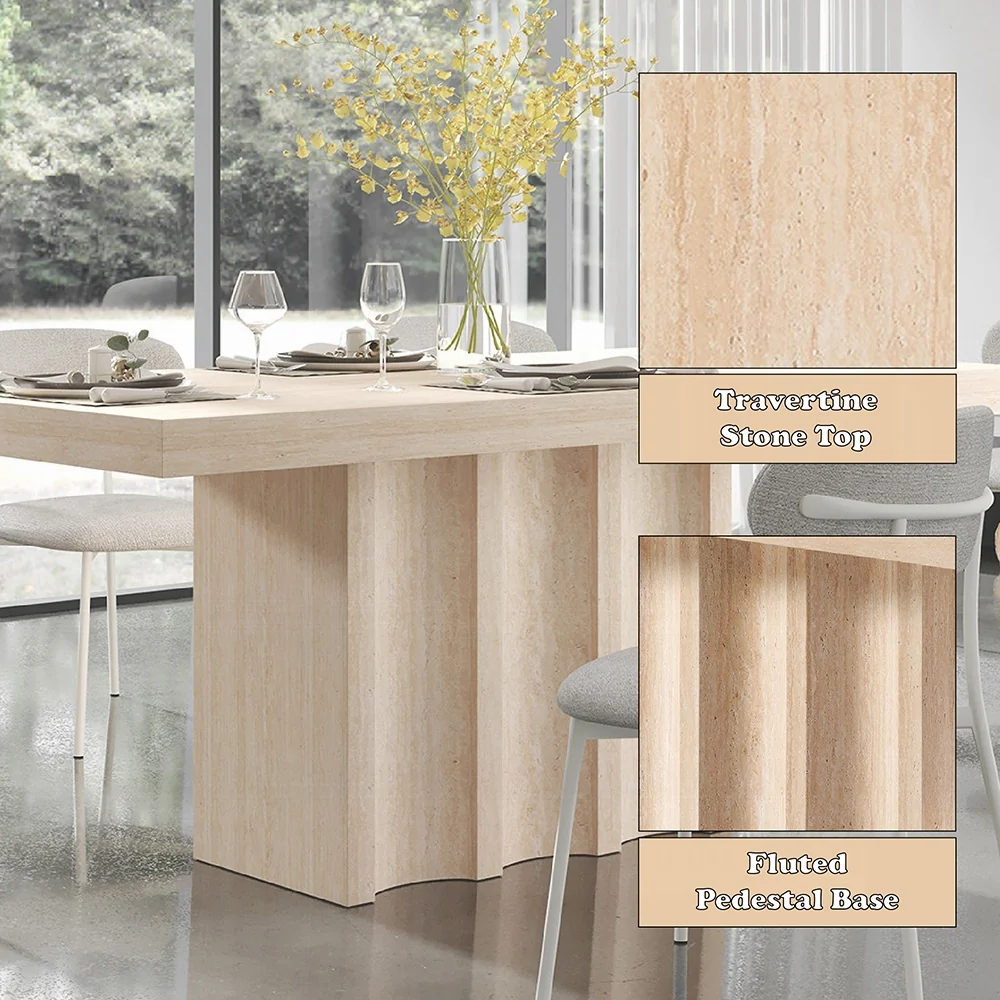 Inca Travertine Stone Dining Table DN04745 - Image 7