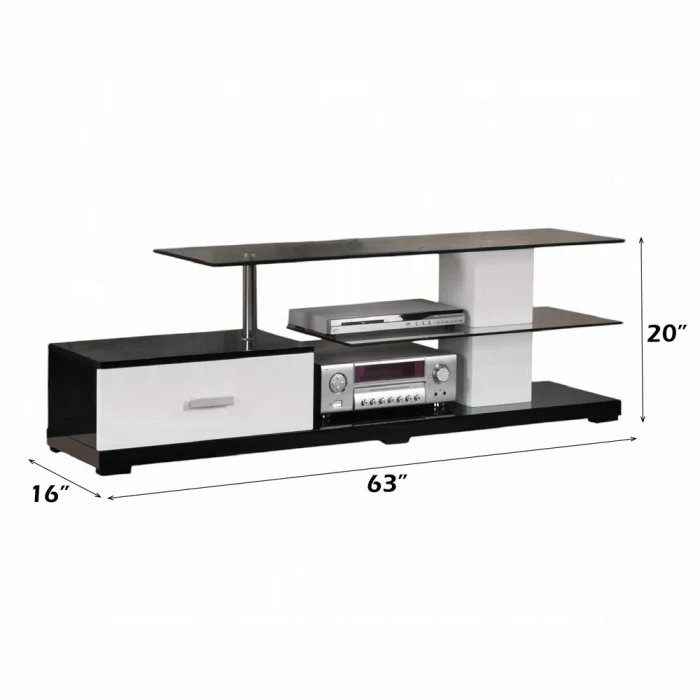 Ivana White & Black TV Stand - Open Storage - Image 3