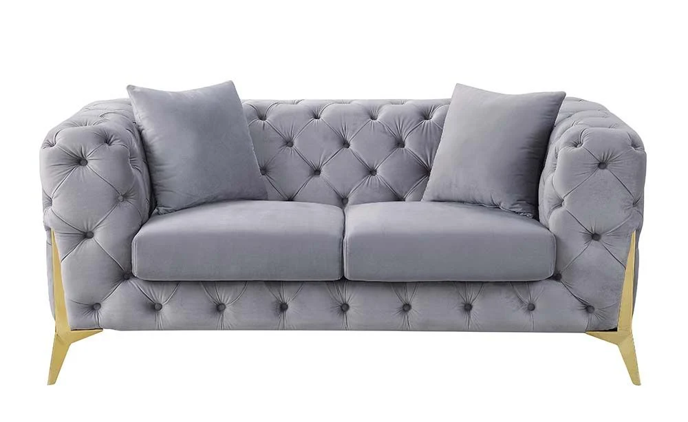 Jelanea Grey Velvet Loveseat LV01407 - Image 2