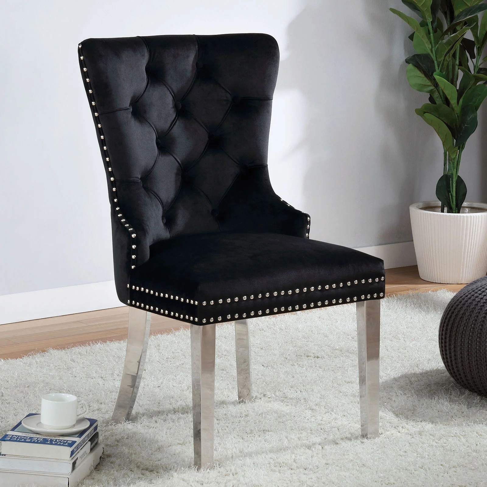 Jewett Black Wingback Chair - Set of 2