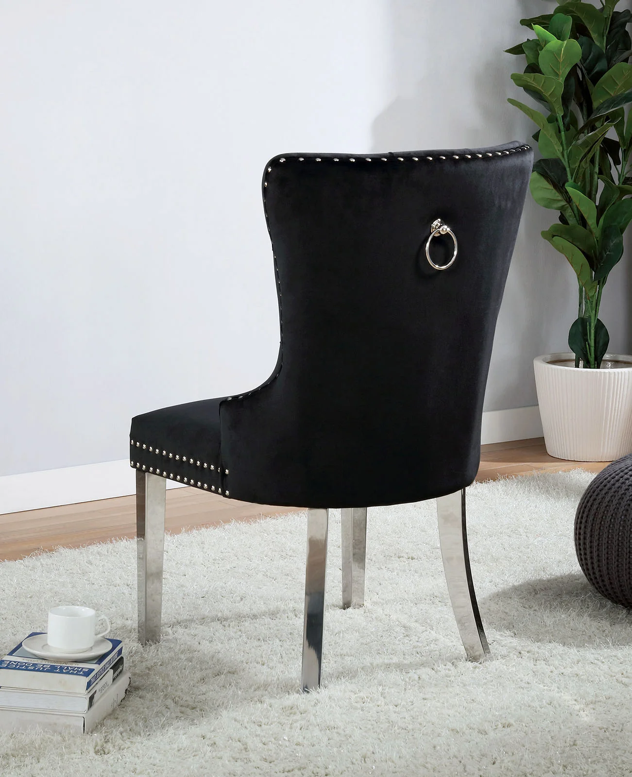 Jewett Black Wingback Chair - Set of 2 - Image 2