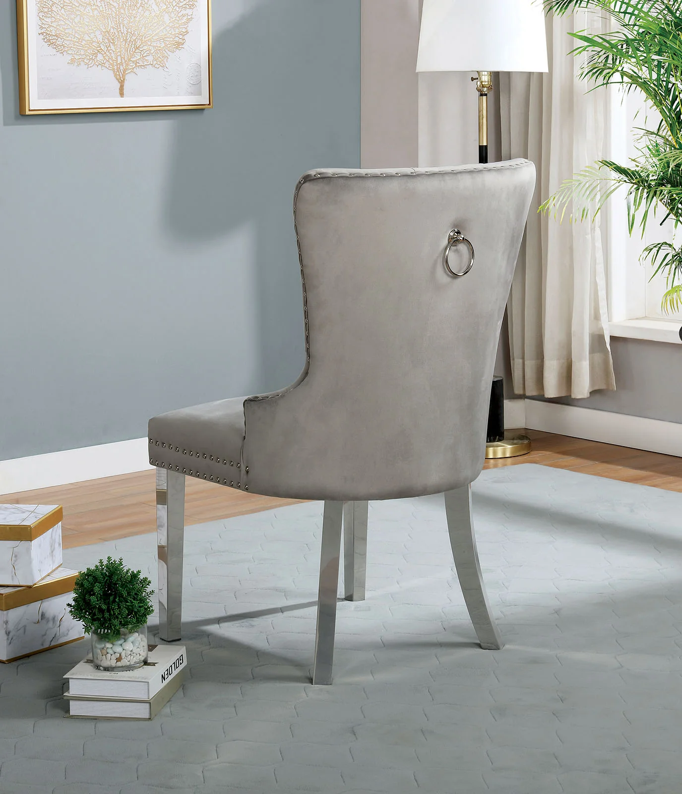 Jewett Gray Wingback Chair - Set of 2 - Image 2