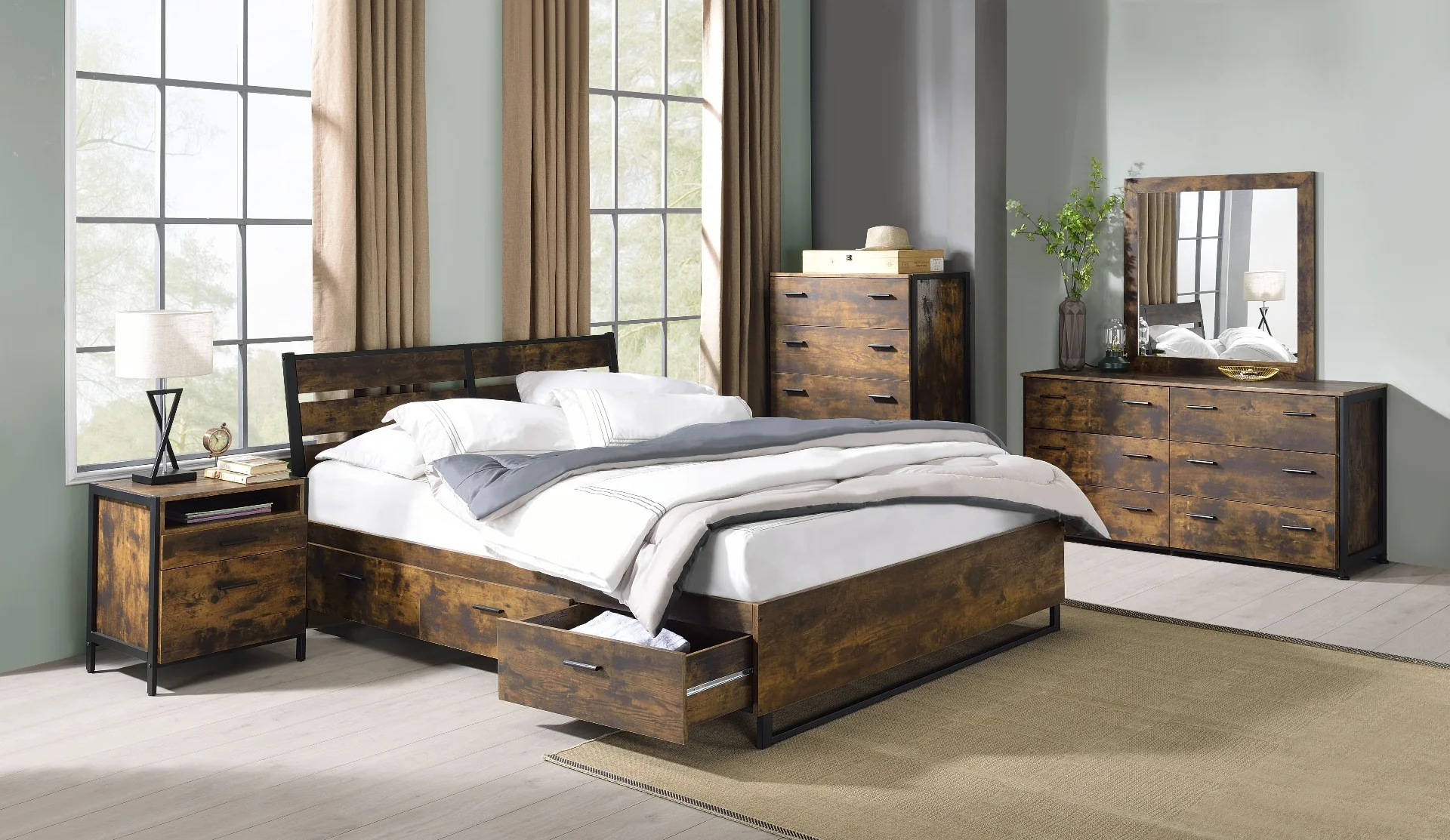 Juvanth Industrial Chic King Storage Bed