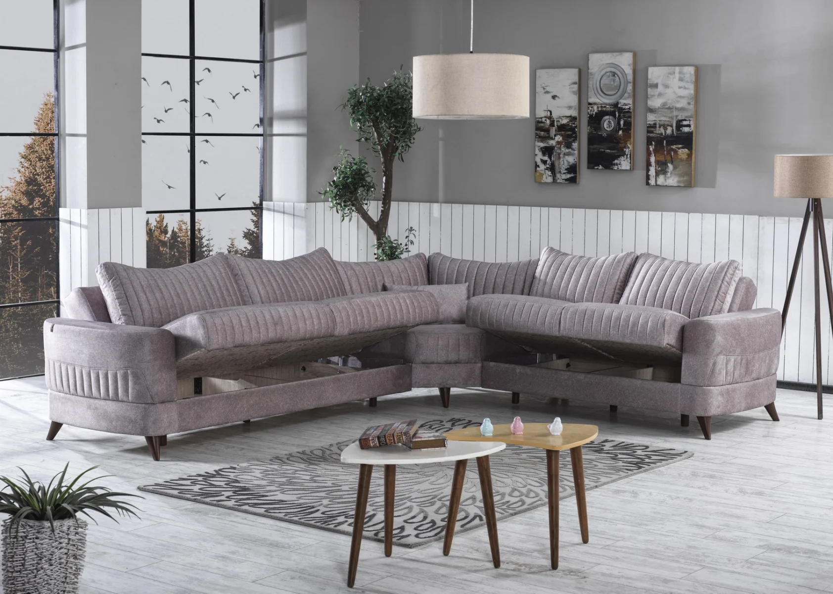 Kappa Grey Sectional w/2 Beds - Demka Furnishings - Image 3