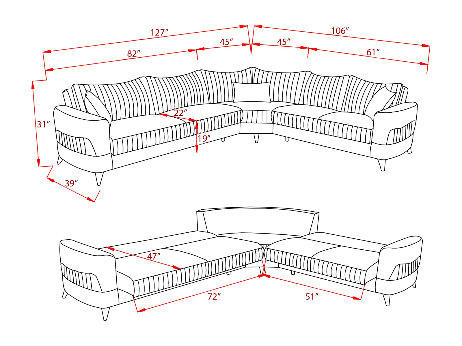 Kappa Grey Sectional w/2 Beds - Demka Furnishings - Image 5