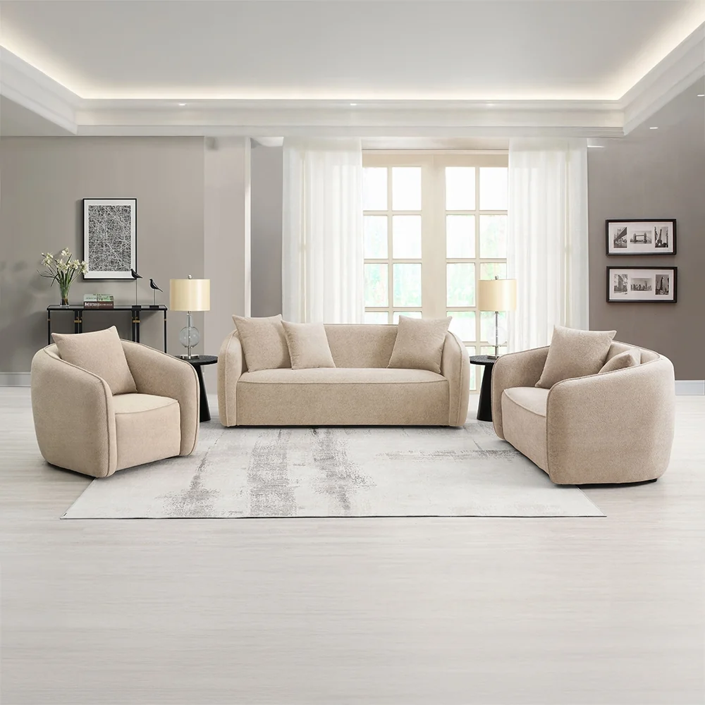 Keith Beige Chenille 2 Pc Sofa Set