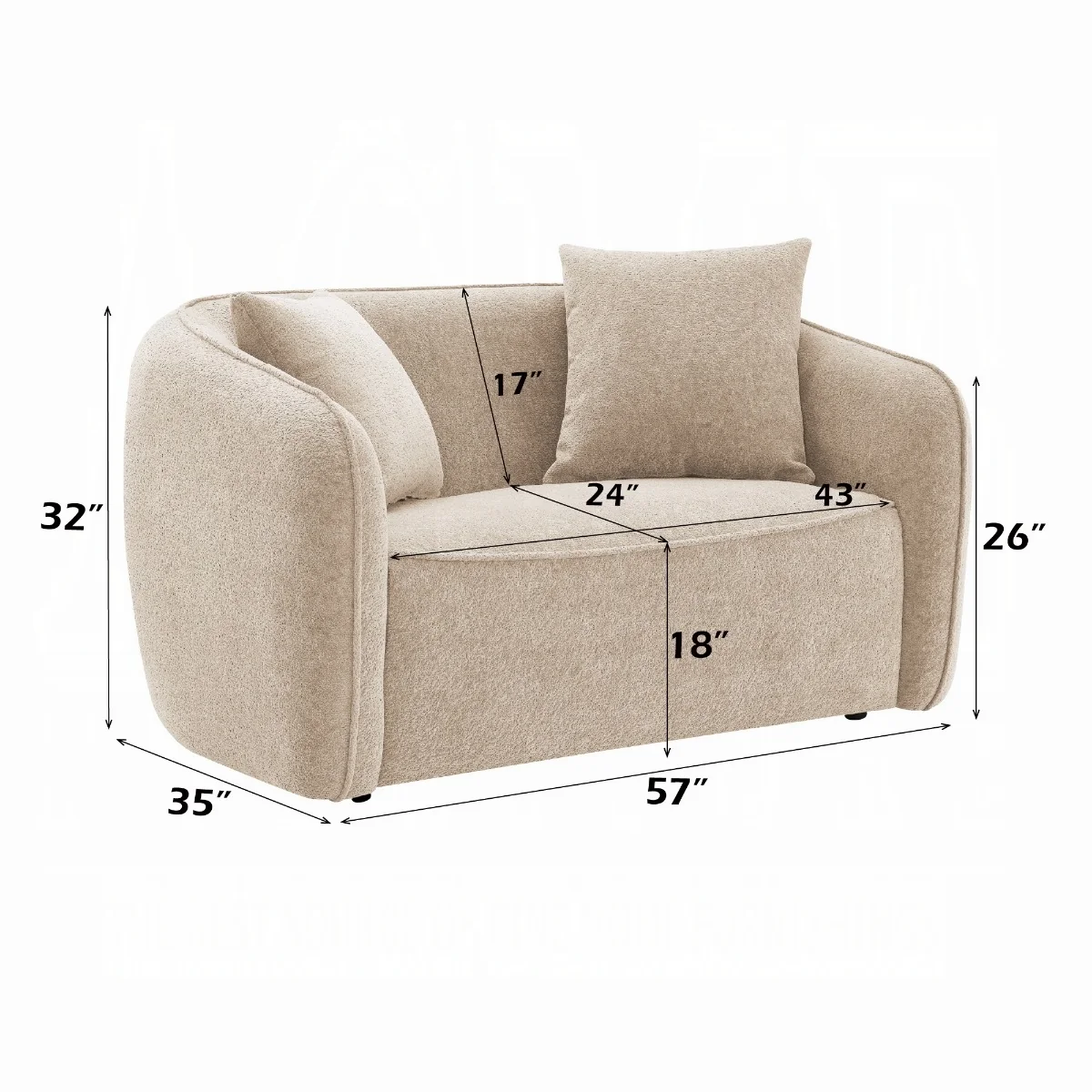 Keith Beige Chenille 2 Pc Sofa Set - Image 13