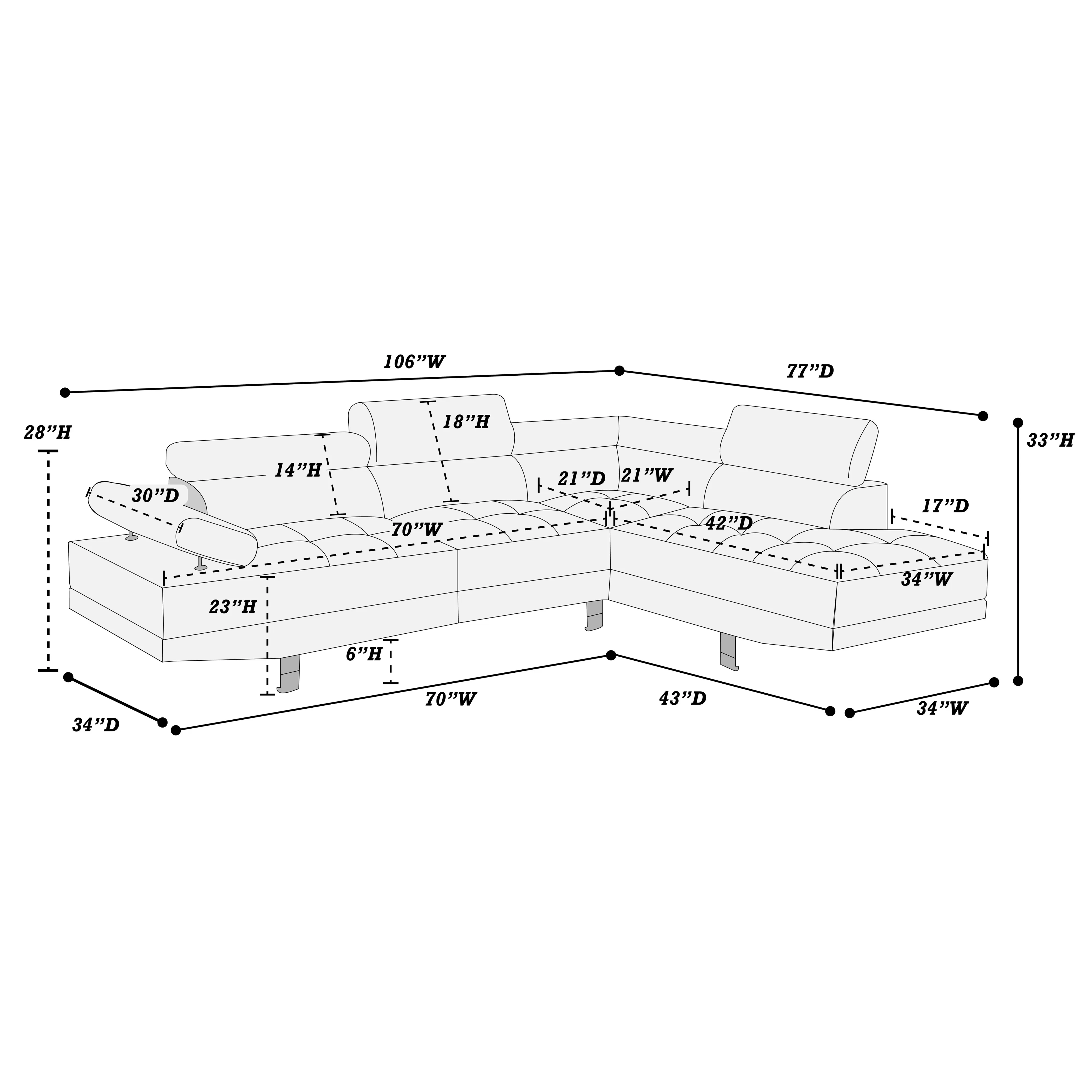 Poundex F7320 Kent Sectional - White - Image 3