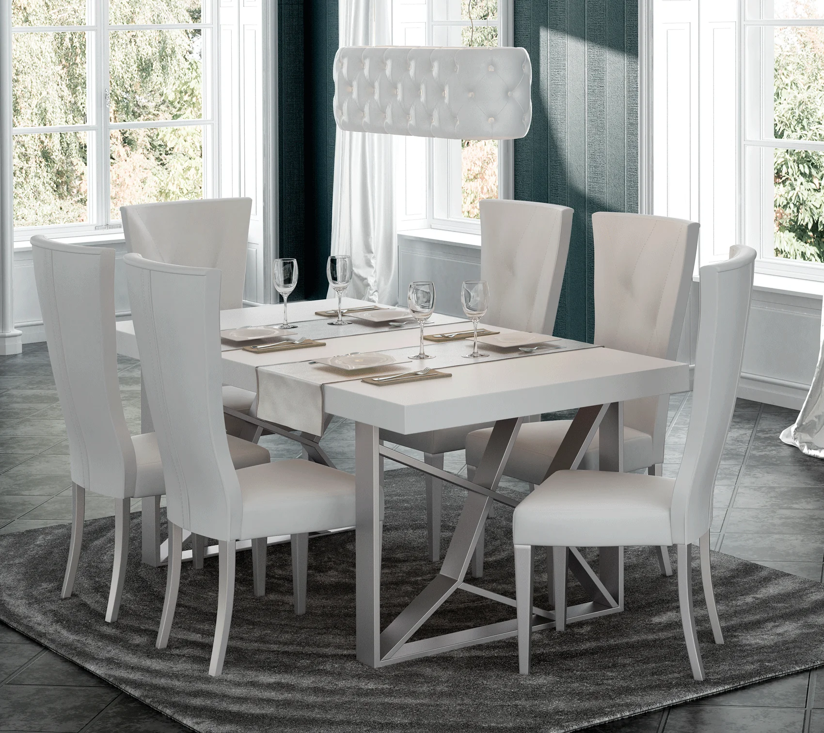 Kiu by ESF European White 7 Pc Dining Set - Image 2