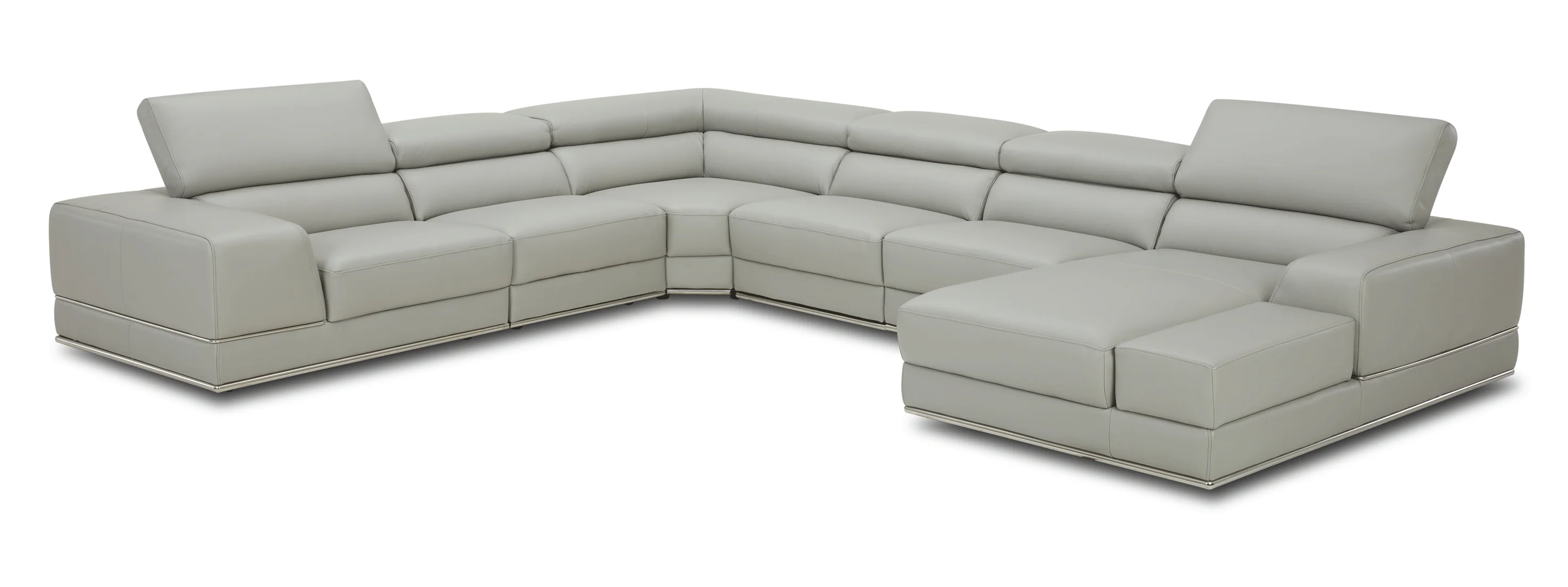 Kuka Gray Top Grain Leather Sectional by ESF - Image 2