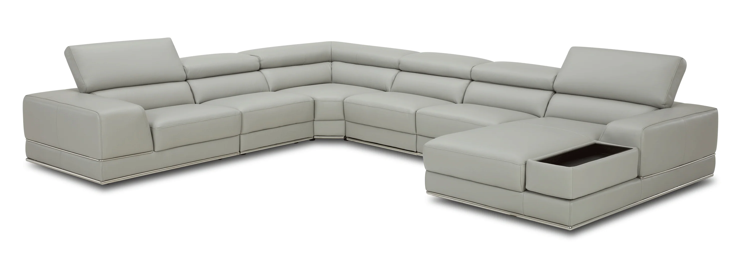 Kuka Gray Top Grain Leather Sectional by ESF - Image 3
