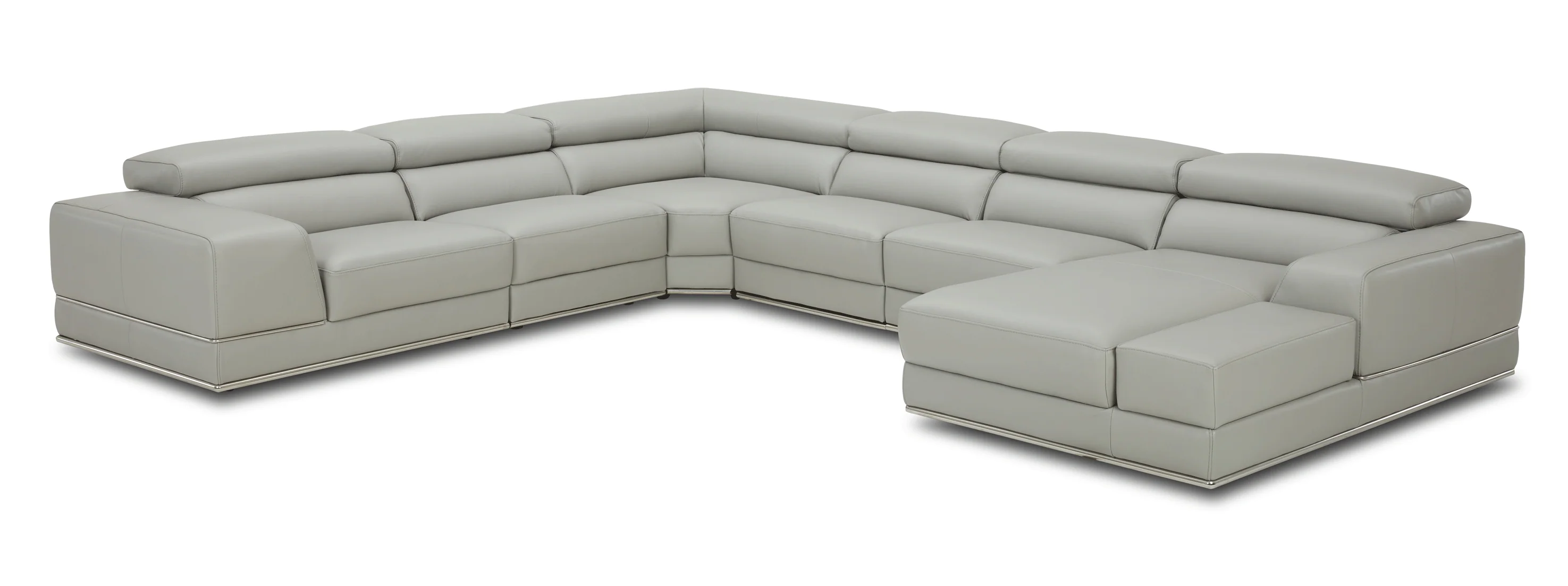 Kuka Gray Top Grain Leather Sectional by ESF - Image 4