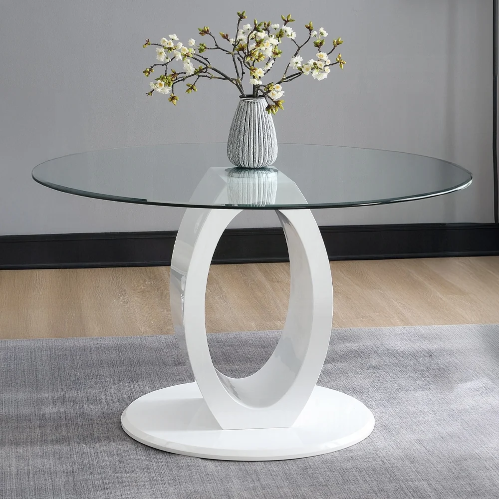 Larry Round 5 Pc Dining Set Glass Top - Image 2