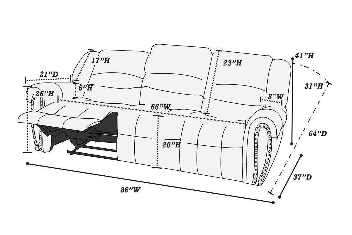 F6749 Layla Motion Sofa Collection - Black or Brown - Image 4