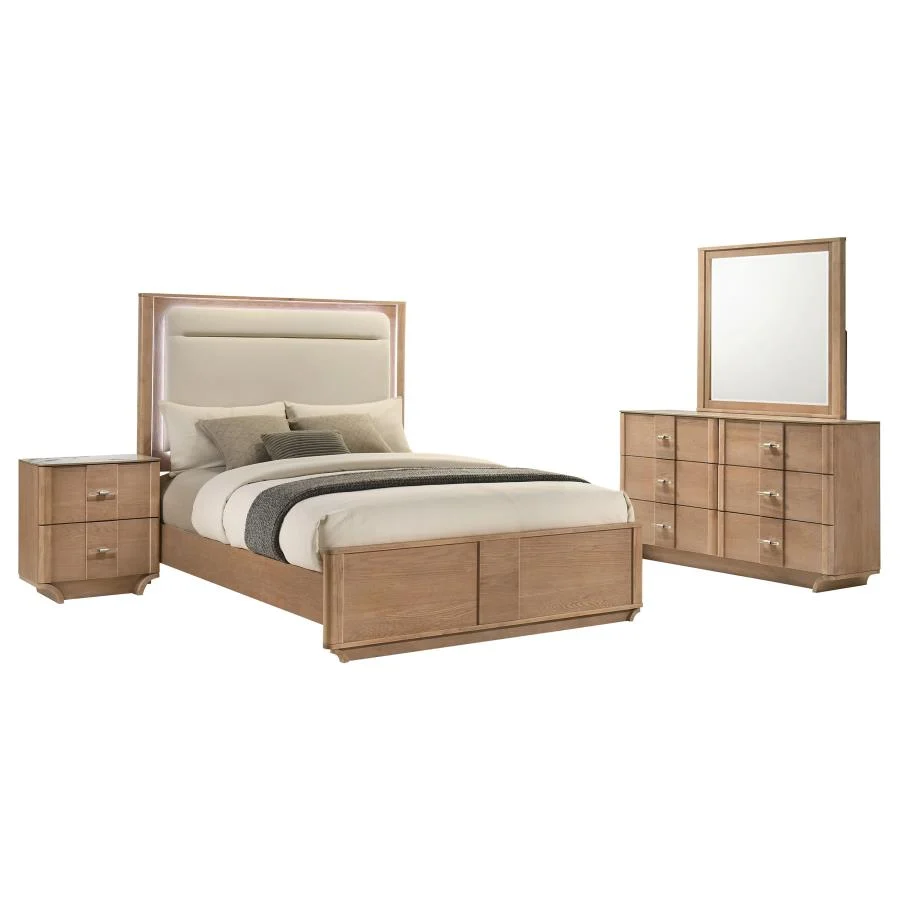 Leanne Light Oak 4 Pc LED Bedroom Set - Image 2