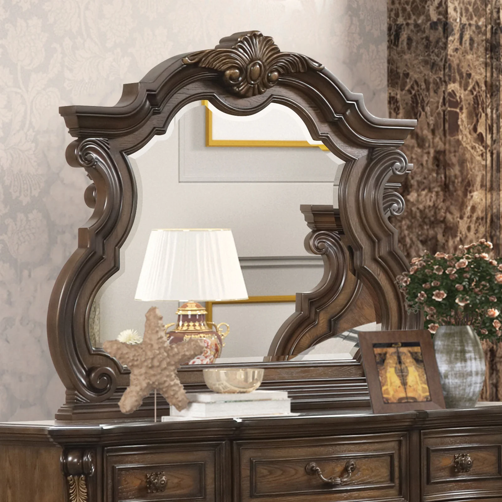 Leovanni Traditional Dark Brown Bedroom Set - Image 4