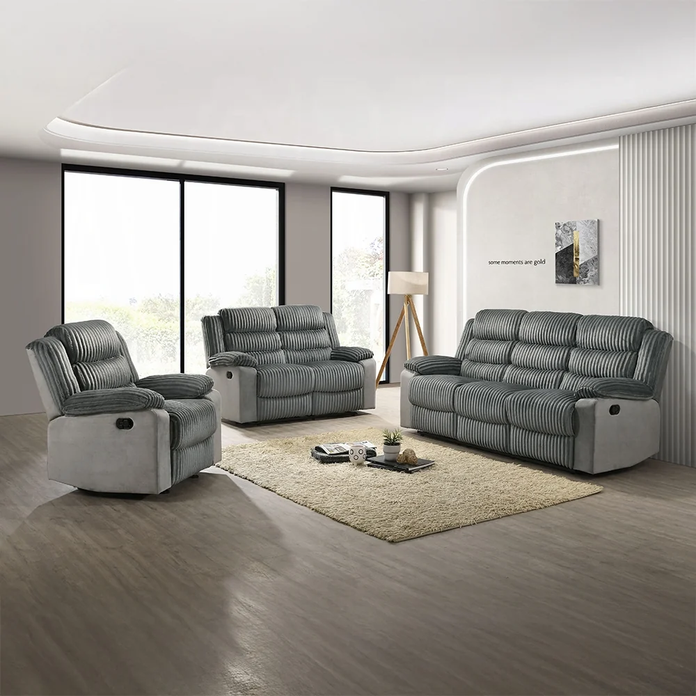 Lesley Motion Grey Sofa & Loveseat by Acme