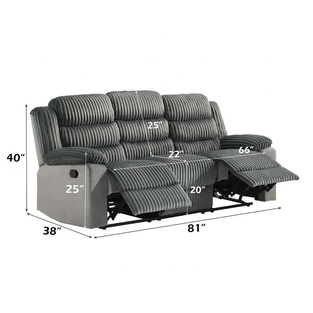 Lesley Motion Grey Sofa & Loveseat by Acme - Image 6
