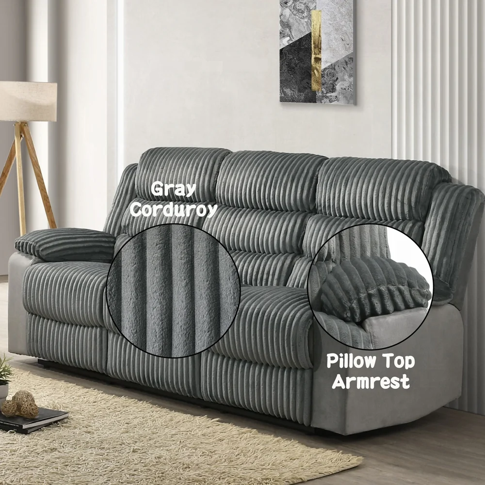 Lesley Motion Grey Sofa & Loveseat by Acme - Image 7