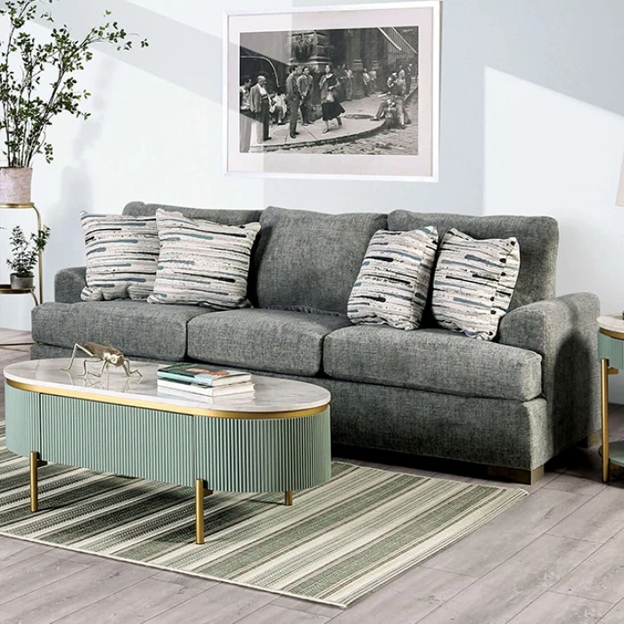 Leytonstone Gray Microfiber Sofa Collection - Furniture of America - Image 2