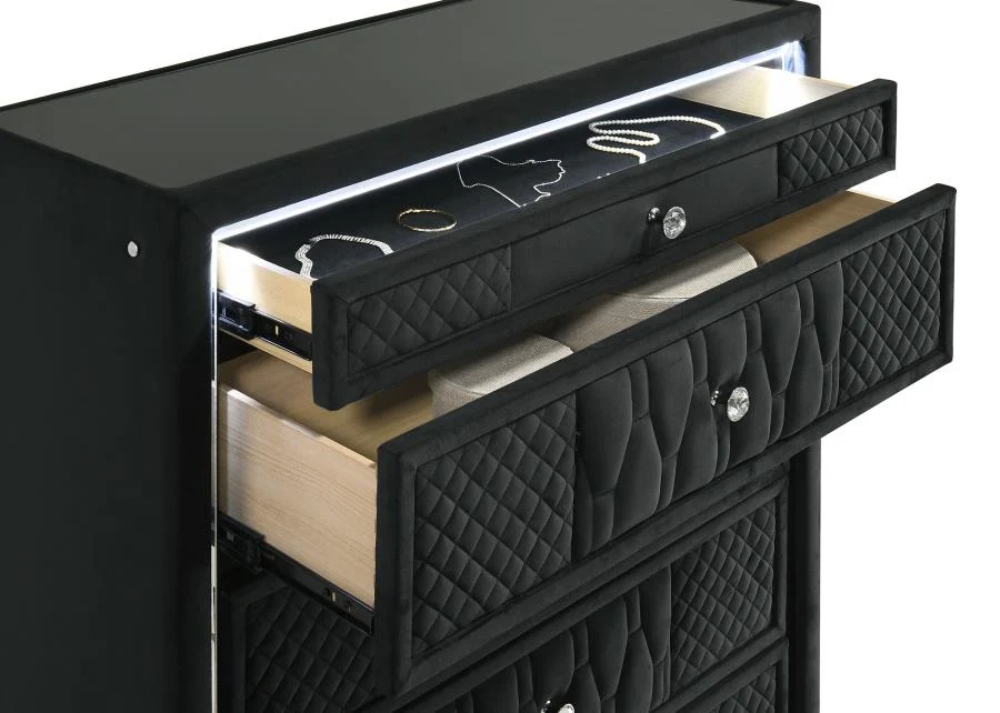 Lorient Black Velvet 5 Drawer Chest - Image 10
