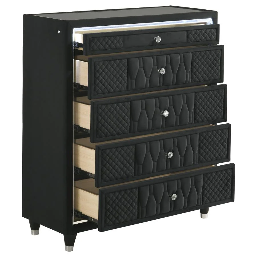 Lorient Black Velvet 5 Drawer Chest - Image 9