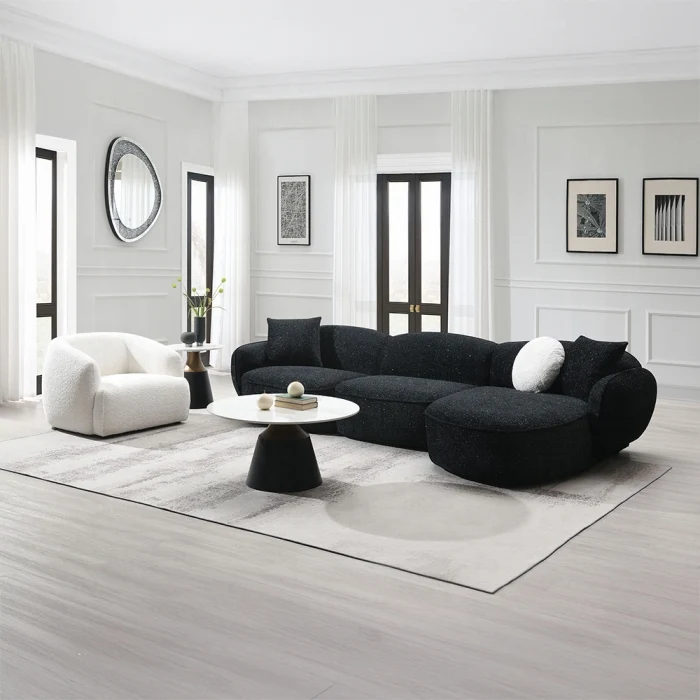 Lucifer Black Chenille Sectional LV03525 - Image 2