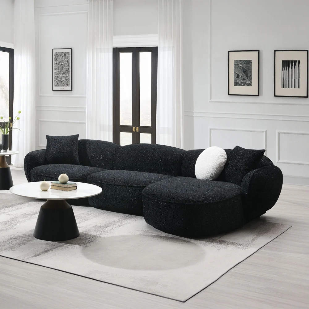 Lucifer Black Chenille Sectional LV03525 - Image 3