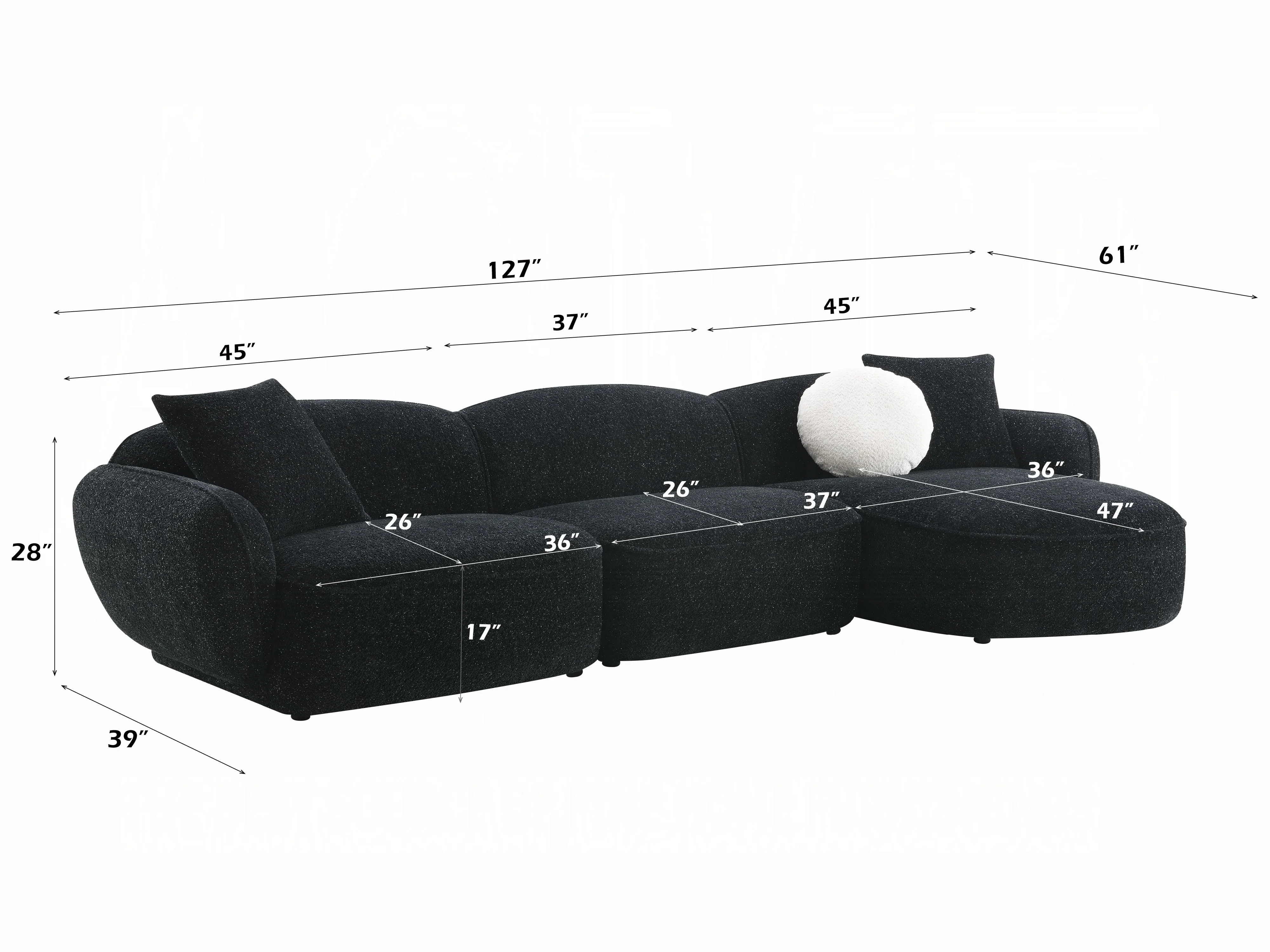 Lucifer Black Chenille Sectional LV03525 - Image 9